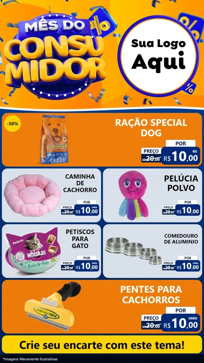 Modelo de TV para TV Vertical com o tema Mês do Consumidor para Pet Shop