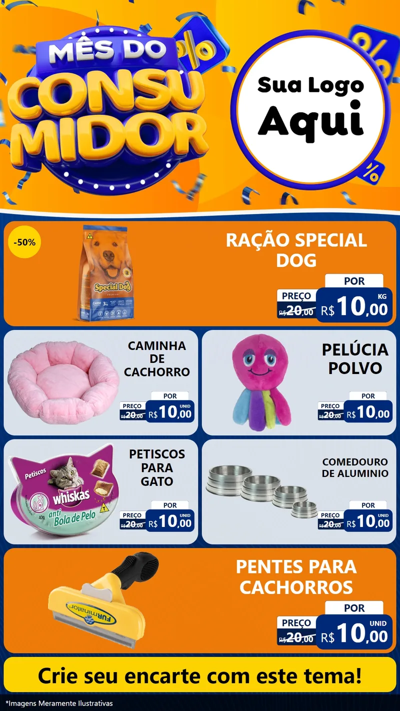 Modelo de TV para TV Vertical com o tema Mês do Consumidor para Pet Shop
