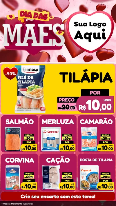 Modelo de Rede Social para Stories com o tema Dia Das Mães para Peixaria