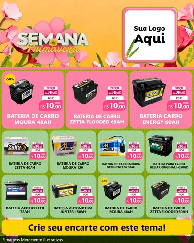 Modelo de Rede Social para Feed Instagram com o tema Semana da Primavera para Baterias Elétricas