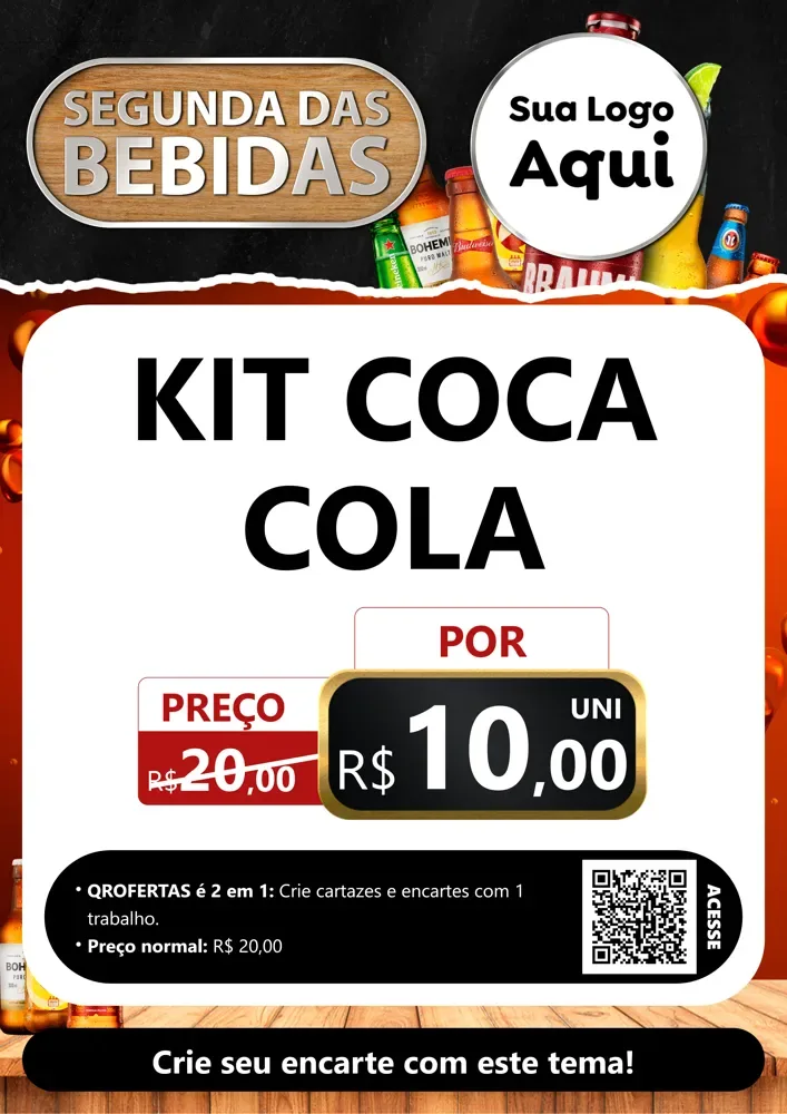 Modelo de Cartaz para Cartaz A4 Vertical com o tema Segunda das Bebidas para Distribuidora de bebidas
