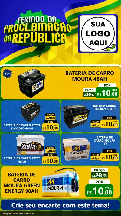 Modelo de TV para TV Vertical com o tema Feriado da Proclamação da República para Baterias Elétricas