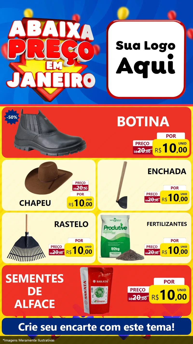 Modelo de TV para TV Vertical com o tema Abaixa Preço em Janeiro para Agropecuária