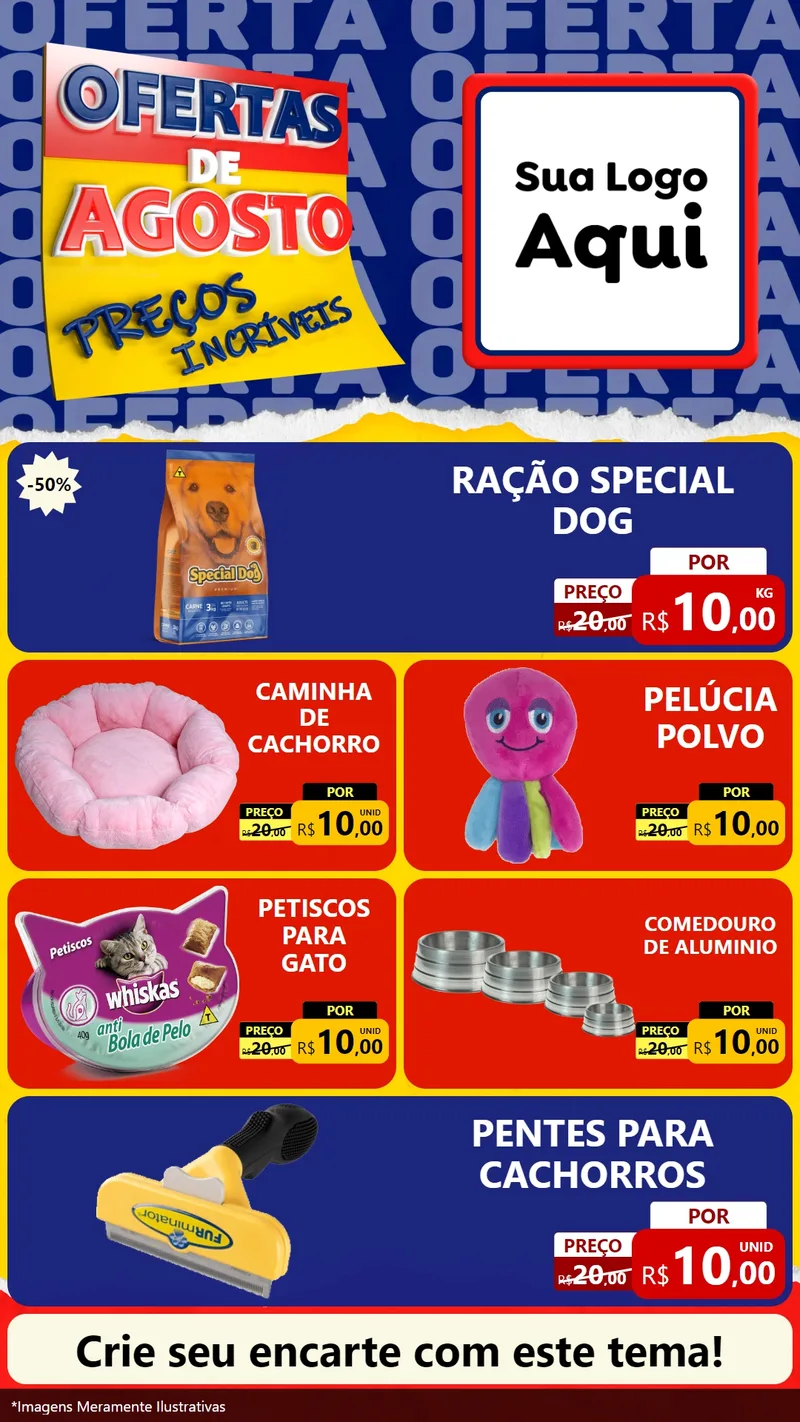 Modelo de TV para TV Vertical com o tema Ofertas de Agosto - Preços Incríveis para Pet Shop