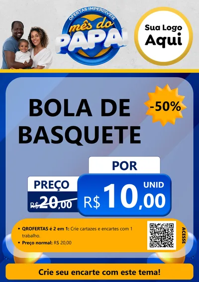 Modelo de Cartaz para Cartaz A4 Vertical com o tema Ofertas Imperdíveis Mês Do Papai para Artigos Esportivos