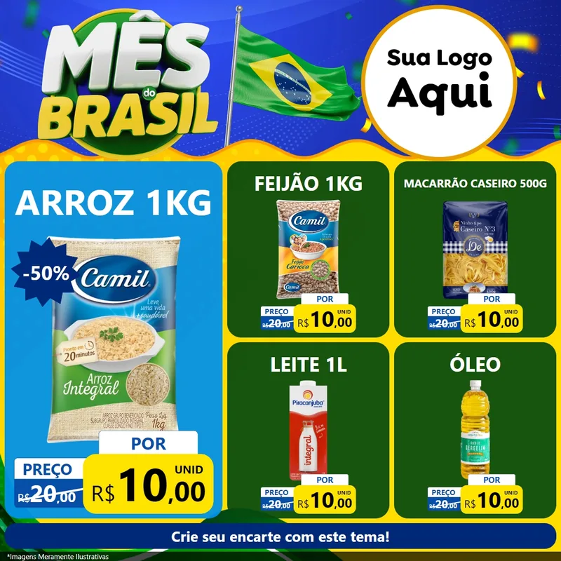 Modelo de Rede Social para Feed Facebook com o tema Mês do Brasil para Supermercado