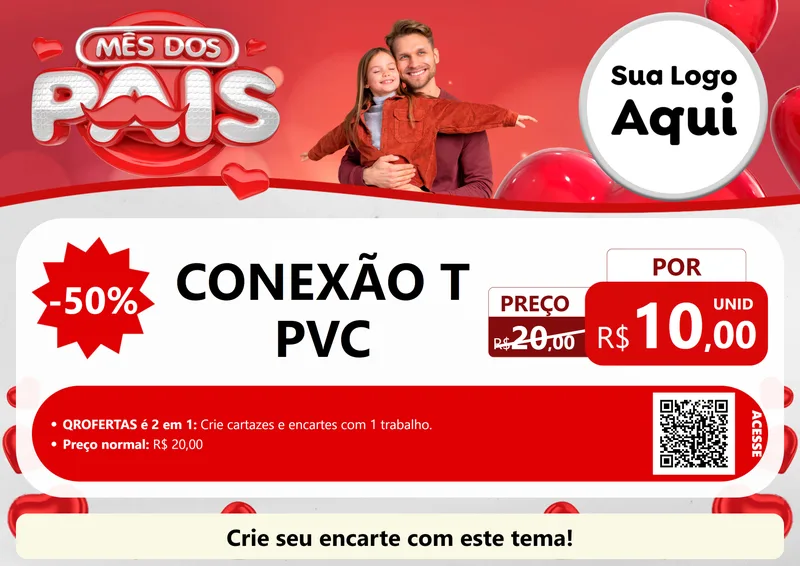 Modelo de Cartaz para Cartaz A4 Horizontal com o tema Mês dos Pais para Tubos e conexões