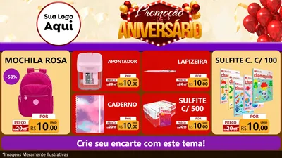 Modelo de TV para TV Horizontal com o tema Promoção de Aniversário para Papelaria
