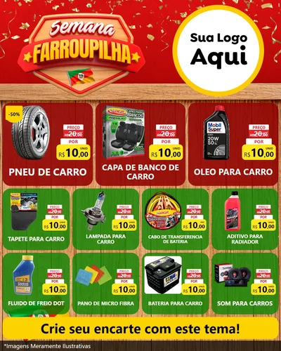 Modelo de Rede Social para Feed Instagram com o tema Semana Farroupilha para Auto peças