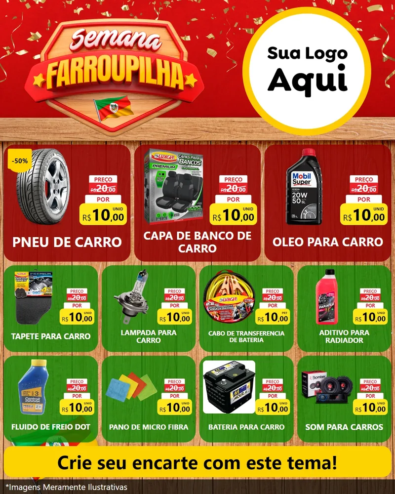 Modelo de Rede Social para Feed Instagram com o tema Semana Farroupilha para Auto peças