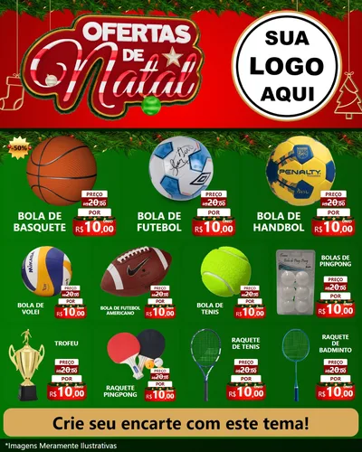 Modelo de Rede Social para Feed Instagram com o tema Ofertas de Natal para Artigos Esportivos