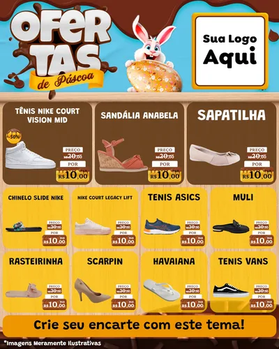 Modelo de Rede Social para Feed Instagram com o tema Ofertas de Páscoa para Calçados