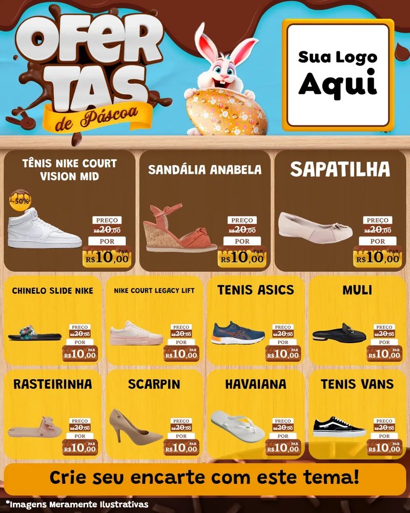 Modelo de Rede Social para Feed Instagram com o tema Ofertas de Páscoa para Calçados