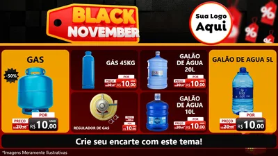 Modelo de TV para TV Horizontal com o tema Black November para Água e gás