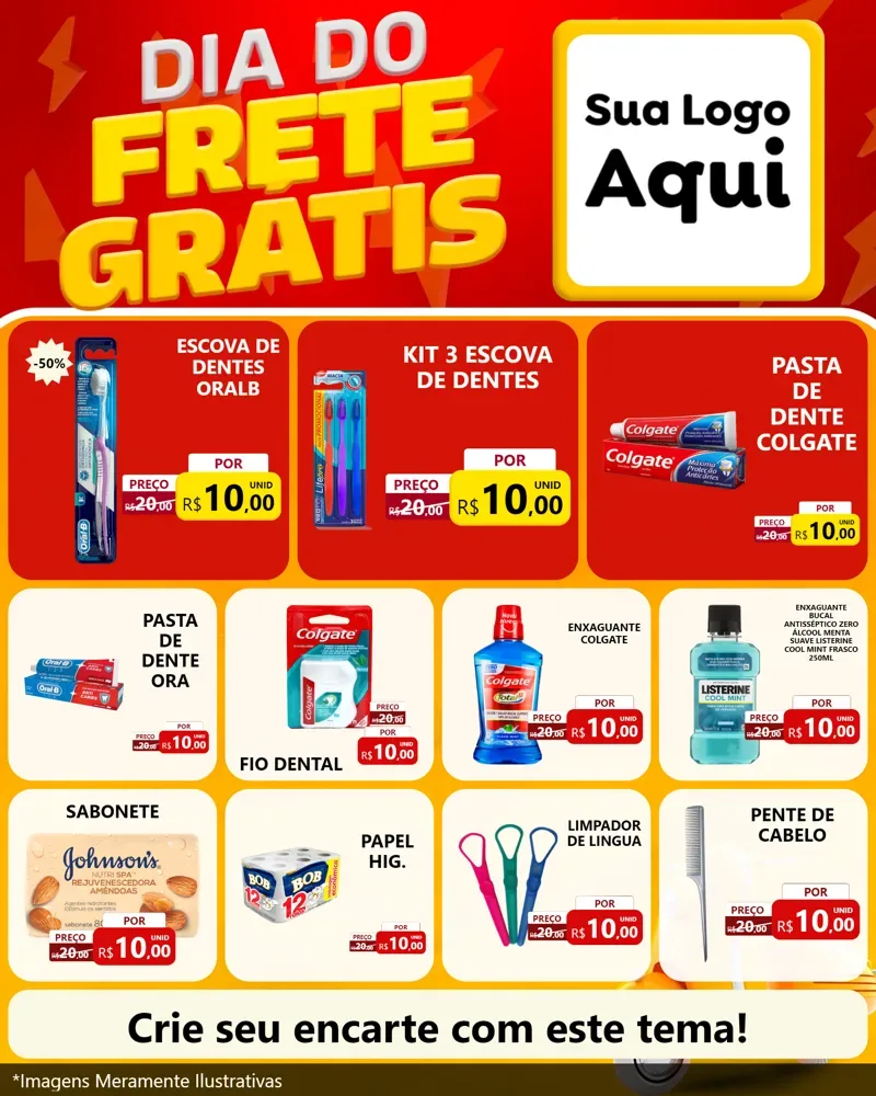 Modelo de Rede Social para Feed Instagram com o tema Dia do Frete Grátis para Higiene Pessoal