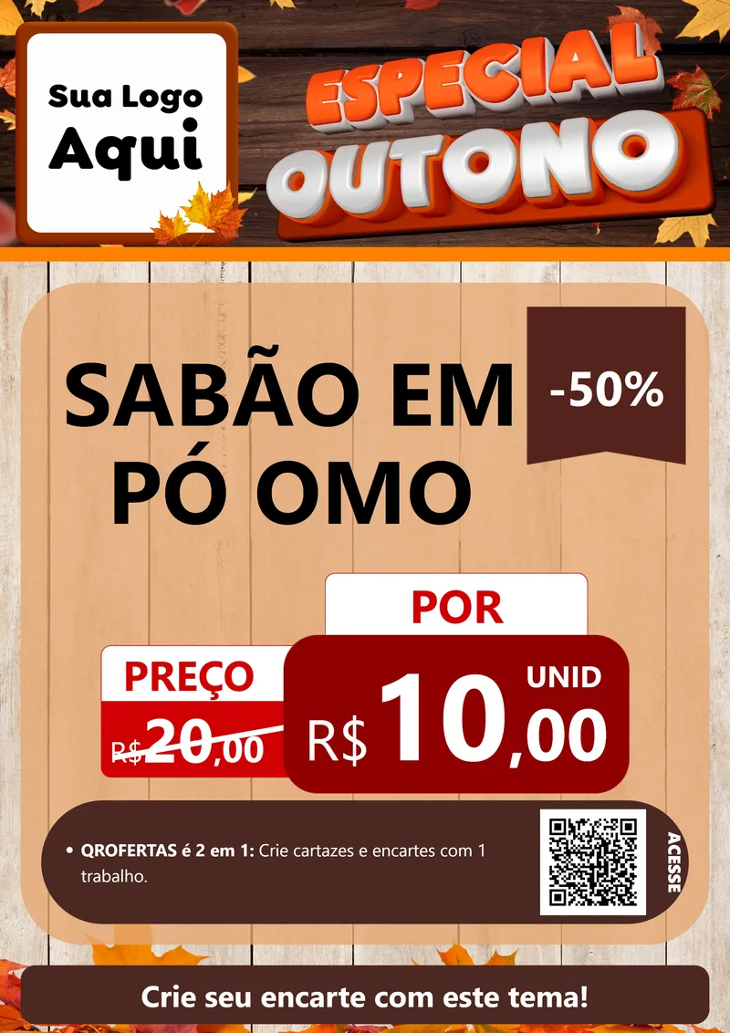 Modelo de Cartaz para Cartaz A4 Vertical com o tema Especial Outono para Produtos de Limpeza