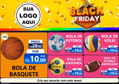 Modelo de Encarte para Encarte A4 Horizontal com o tema Black Friday para Artigos Esportivos