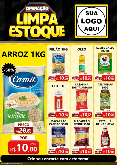 Modelo de Encarte para Encarte A4 Vertical com o tema Operação Limpa Estoque para Supermercado