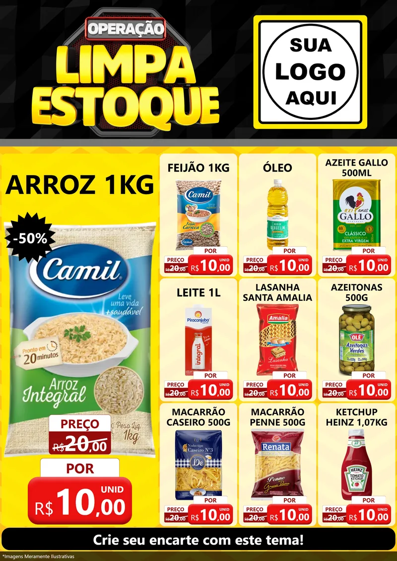 Modelo de Encarte para Encarte A4 Vertical com o tema Operação Limpa Estoque para Supermercado