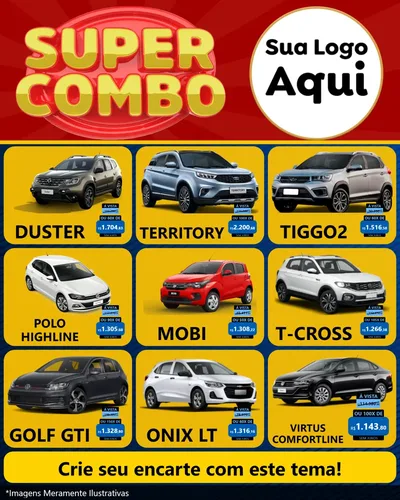 Modelo de Rede Social para Feed Instagram com o tema Super Combo para Concessionaria de Carros