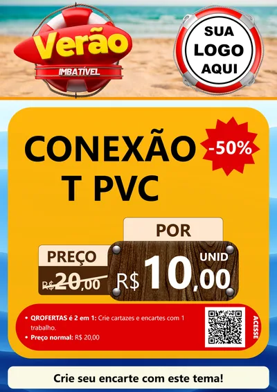 Modelo de Cartaz para Cartaz A4 Vertical com o tema Verão Imbatível para Tubos e conexões