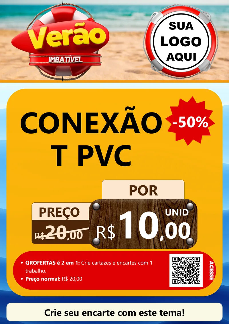 Modelo de Cartaz para Cartaz A4 Vertical com o tema Verão Imbatível para Tubos e conexões