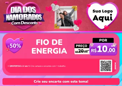 Modelo de Cartaz para Cartaz A4 Horizontal com o tema Dia Dos Namorados Com Desconto para Materiais Elétricos