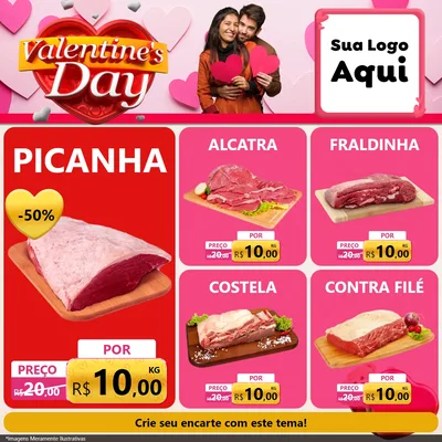 Modelo de Rede Social para Feed Facebook com o tema Valentine's Day para Açougue
