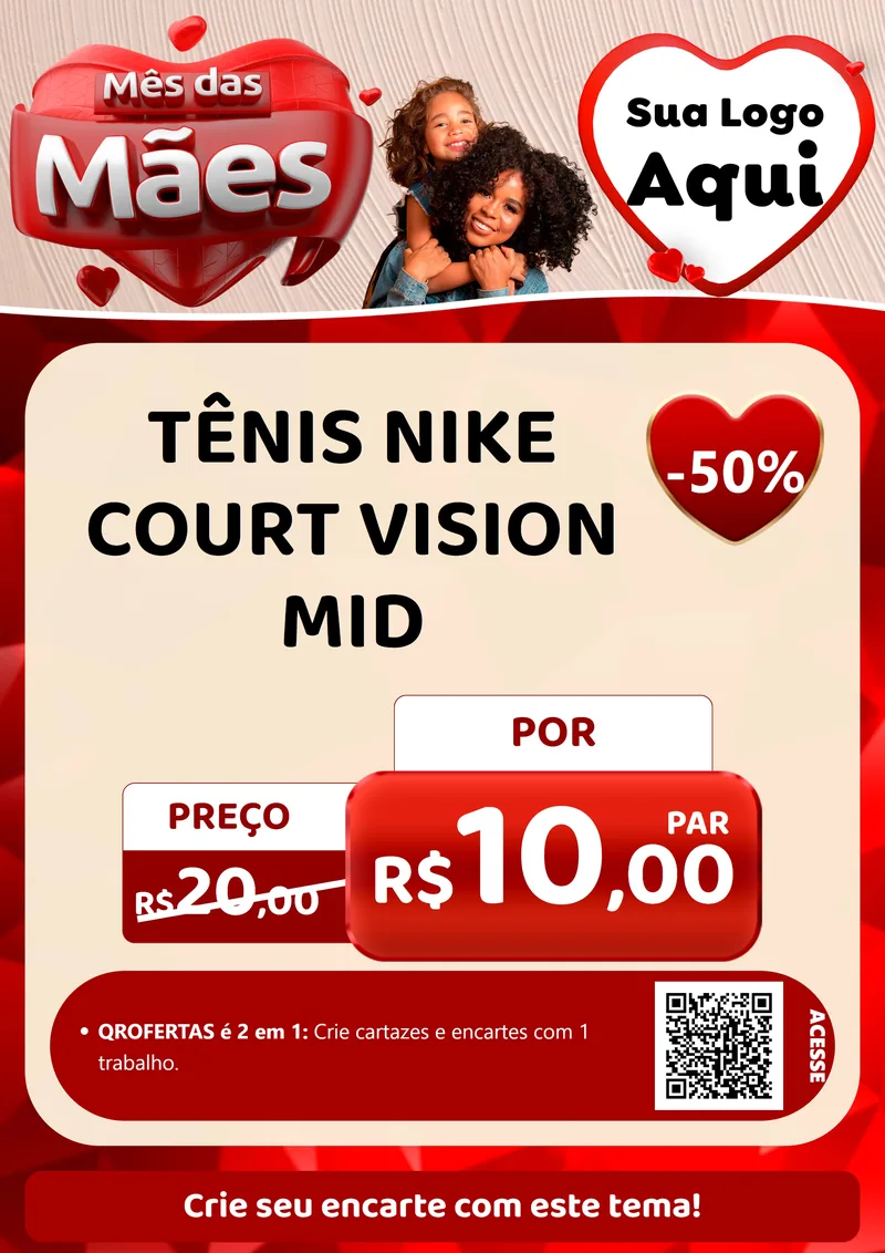 Modelo de Cartaz para Cartaz A4 Vertical com o tema Mês das Mães para Calçados