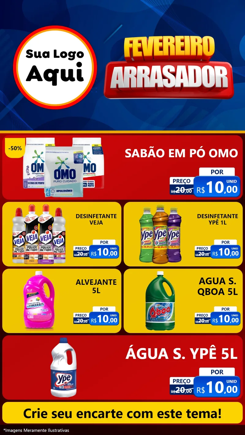 Modelo de TV para TV Vertical com o tema Fevereiro Arrasador para Produtos de Limpeza