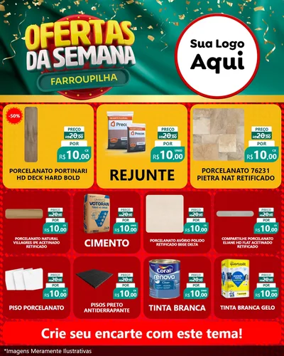 Modelo de Rede Social para Feed Instagram com o tema Ofertas da Semana Farroupilha para Pisos e revestimentos