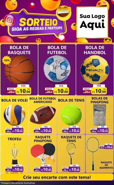 Modelo de Encarte para Encarte Grande com o tema Sorteio para Artigos Esportivos