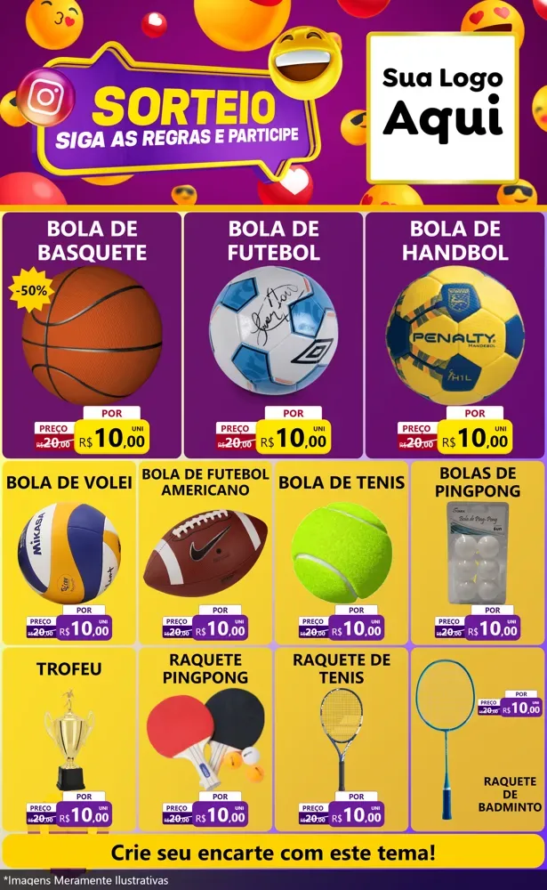 Modelo de Encarte para Encarte Grande com o tema Sorteio para Artigos Esportivos