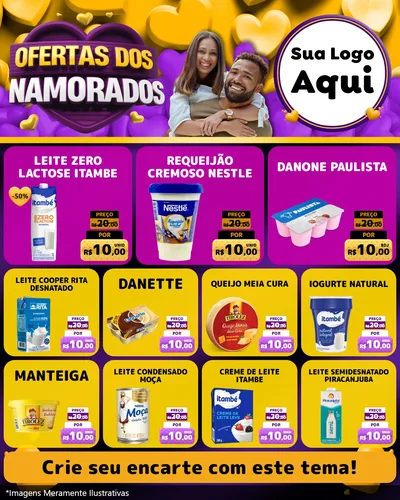 Modelo de Rede Social para Feed Instagram com o tema Oferta Dos Namorados para Frios e Laticínios