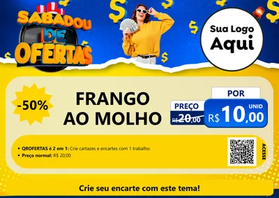Modelo de Cartaz para Cartaz A4 Horizontal com o tema Sabadou de Ofertas para Restaurante