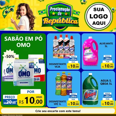 Modelo de Rede Social para Feed Facebook com o tema Proclamação da República para Produtos de Limpeza