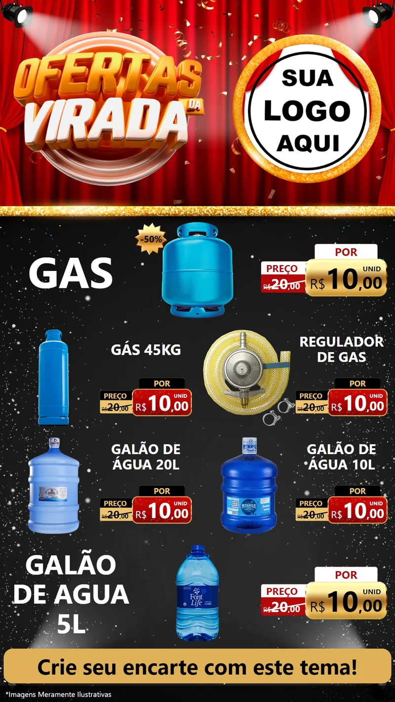 Modelo de TV para TV Vertical com o tema Ofertas da Virada para Água e gás