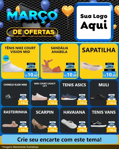 Modelo de Rede Social para Feed Instagram com o tema Março de Ofertas para Calçados