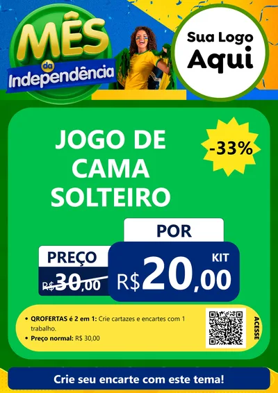 Modelo de Cartaz para Cartaz A4 Vertical com o tema Mês da Independência para Cama, Mesa e Banho