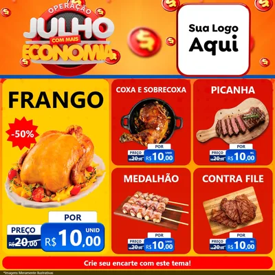 Modelo de Rede Social para Feed Facebook com o tema Operação Julho Com Mais Economia para Assados