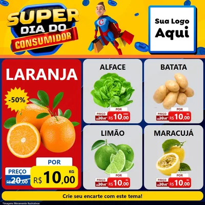 Modelo de Rede Social para Feed Facebook com o tema Super Dia do Consumidor para Hortifrúti