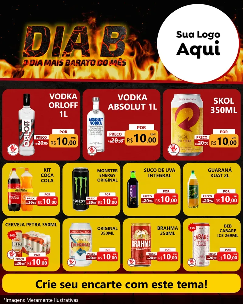 Modelo de Rede Social para Feed Instagram com o tema Dia B para Distribuidora de bebidas