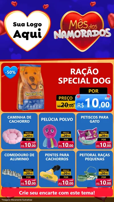 Modelo de Rede Social para Stories com o tema Mês dos Namorados para Pet Shop