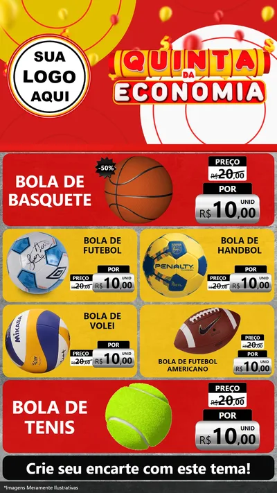 Modelo de TV para TV Vertical com o tema Quinta da Economia para Artigos Esportivos