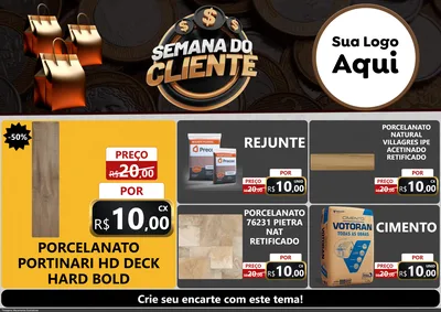 Modelo de Encarte para Encarte A4 Horizontal com o tema Semana do Cliente para Pisos e revestimentos