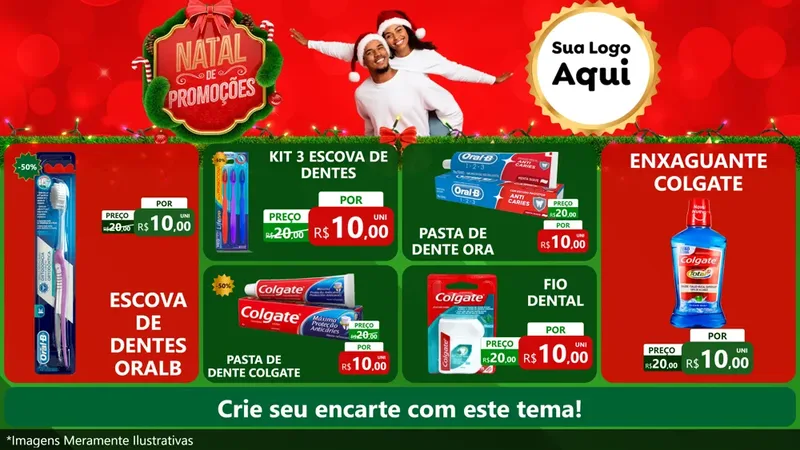 Modelo de TV para TV Horizontal com o tema Natal de Promoções para Higiene Pessoal