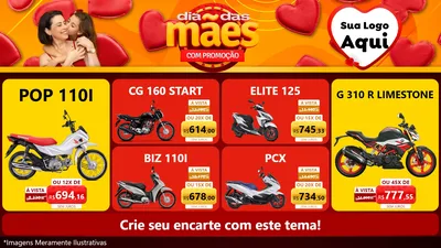 Modelo de TV para TV Horizontal com o tema Dia das Mães com Promoção para Concessionaria de Motos