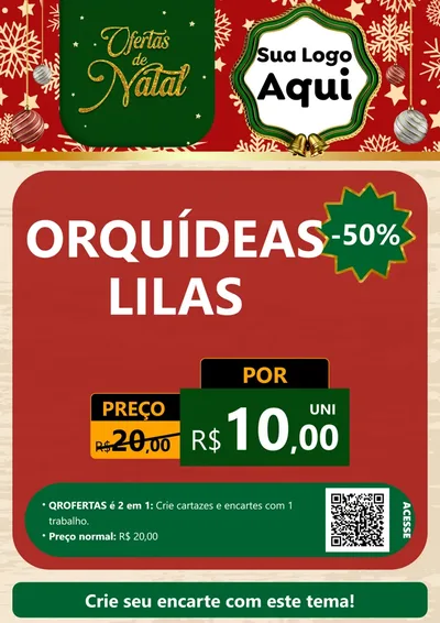 Modelo de Cartaz para Cartaz A4 Vertical com o tema Natal de Ofertas para Floricultura e jardim