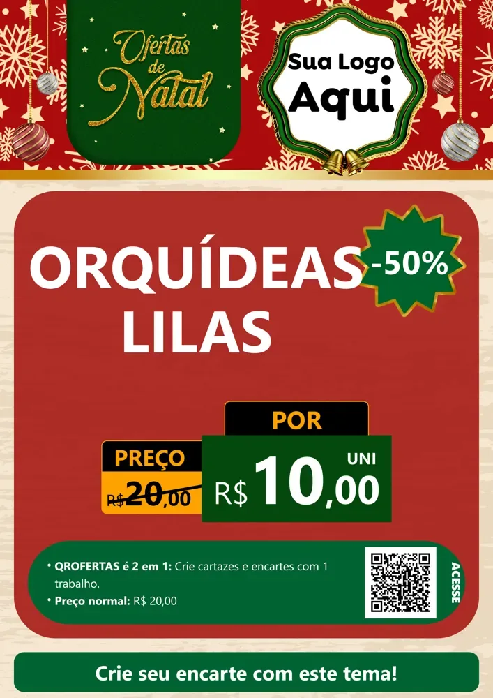 Modelo de Cartaz para Cartaz A4 Vertical com o tema Natal de Ofertas para Floricultura e jardim