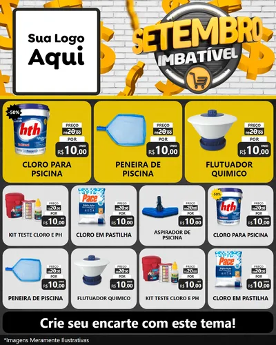 Modelo de Rede Social para Feed Instagram com o tema Setembro Imbatível para Produtos para Piscina